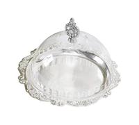 HHRJNUST Alzata per Dolci Vassoio Porta Biscotti con Coperchio Piatto per Frutta Organizer Dessert con Base Materiale Acrilico Pratico E Raffinato, Argento