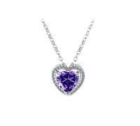 HHRLCH Collana Ametista Forma di Cuore per Donne 925 Gioielli Viola Gemma Ciondolo Pendente a Catena del Mare
