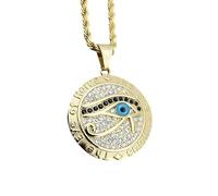 HHRLCH Collana con amuleto e Occhio di Horus in Argento Sterling 925 dell'antico Egitto per Uomo e Donna, Collana Classica con Occhio Che Tutto Vede - Collana con Occhio di Ra con zirconi lucenti,