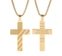 HHRLCH Collana con bandiera americana da uomo in argento sterling 925, pendente con scritta hip hop con versetto ispiratore della Bibbia, collana con croce con bandiera americana da uomo Collana del 4