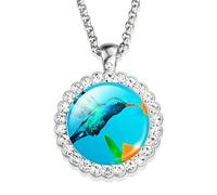 HHRLCH Collana con Colibrì in Argento Sterling 925 per Donne e Uomini, Collana con Colibrì Cardinale Uccello Immagine Artistica Catena con Pendente in Strass di Vetro Gioielli con Uccelli Carini,