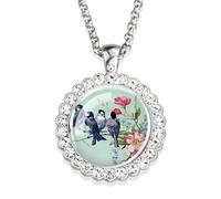 HHRLCH Collana con Colibrì in Argento Sterling 925 per Donne e Uomini, Collana con Colibrì Cardinale Uccello Immagine Artistica Catena con Pendente in Strass di Vetro Gioielli con Uccelli Carini,