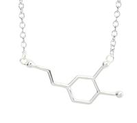 HHRLCH Collana con serotonina in Argento Sterling 925 per Donne e Uomini, collane con molecole di dopamina, Collana con Formula Chimica, Pendente con Formula di Struttura della serotonina, Laurea