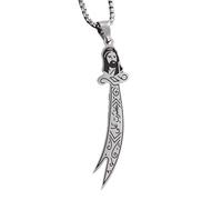 HHRLCH Collana con Spada Coltello Musulmano in Argento Sterling 925 per Uomo, Ciondolo con Spada Islamica amuleto - Collana con pugnale per Donne, Collana con Spada maestra per Regali di Natale di