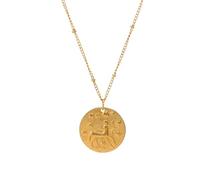 HHRLCH Collane zodiacali per Donne e Ragazze, Collana con 12 costellazioni zodiacali Amuleto Ciondolo Moneta Rotondo Placcato Vintage, Collana Saturno, Collana Gemelli Ariete Pesci Vergine Scorpione
