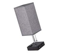 HHRLCH Dual Porte USB Lampada da Tavolo con Lampada da scrivania in Tessuto Outlet di Outlet Prong Lampada per Camera da Letto Che Vive società di Base Nera Casa con Atmosfera Calda US