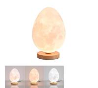 HHRLCH Lampada da Tavolo in Legno con Lampada lunare Stampata in 3D con Attacco G9 a Forma di Uovo di Dinosauro, Ideale per Camera da Letto, Soggiorno, Ufficio - 18 cm