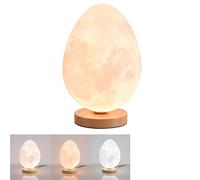 HHRLCH Lampada da Tavolo in Legno con Lampada lunare Stampata in 3D con Attacco G9 a Forma di Uovo di Dinosauro, Ideale per Camera da Letto, Soggiorno, Ufficio - 18 cm