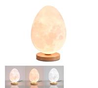 HHRLCH Lampada da Tavolo in Legno con Lampada lunare Stampata in 3D con Attacco G9 a Forma di Uovo di Dinosauro, Ideale per Camera da Letto, Soggiorno, Ufficio - 18 cm