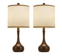 HHRLCH - Lampada da tavolo in metallo, 2 confezioni a tre temperature, colori notturni a casa di notte, adatta per il regalo del dormitorio del soggiorno (marrone)