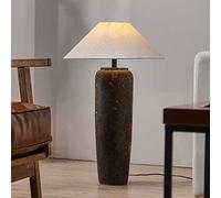 HHRLCH Lampada da Tavolo Rustica Nera del Sud-Ovest in Vaso di coccio Lampada da Alta 29,5" in Ceramica Lampada da con Paralume in Tessuto affusolato Comodino Comodino per Soggiorno Camera da