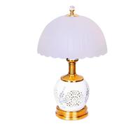 HHRLCH Lampada da Tavolo Vintage Bianca con Paralume in Vetro Lampada da Tavolo retrò con Corpo Lampada in Ceramica Cava Lampade da Comodino per Soggiorno Comodino Camera da Letto della Fattoria