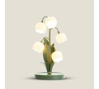 HHRLCH Light Light of the Valley Lampada da tavolo Nordic Flower Wort Stand Light Green Metall Lampada da comodino G4 Lampade per il soggiorno per la camera da letto Office di colonna floreale Luci da