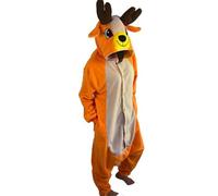 HHRLCH Pigiama in Pile da Donna e da Uomo Pigiama da Notte Pigiama Tuta con Cappuccio Pagliaccetti Clubwear Abbigliamento da Notte Simpatico Motivo a Forma di Cervo Animale per la Mattina di Natale o
