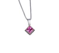 HHRLCH Square 1.4ct ha Creato Una Collana a Ciondolo a Zaffiro Rosa per Donna Girocollo gembo di Gemma Nessuna Catena Realizzata in Cina