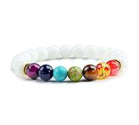 HHRLCHX 7 Chakra Bracciale Uomini Nero Lava Tiger Eye Eye Equilibrio Guarigione Perle Reiki Buddha Preghiera Naturale Braccialetti Yoga Braccialetti