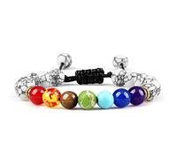 HHRLCHX 7 Chakra Bracciale Uomini Nero Lava Tiger Eye Eye Equilibrio Guarigione Perle Reiki Buddha Preghiera Naturale Braccialetti Yoga Braccialetti