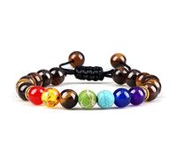 HHRLCHX 7 Chakra Bracciale Uomini Nero Lava Tiger Eye Eye Equilibrio Guarigione Perle Reiki Buddha Preghiera Naturale Braccialetti Yoga Braccialetti