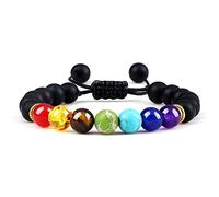 HHRLCHX 7 Chakra Bracciale Uomini Nero Lava Tiger Eye Eye Equilibrio Guarigione Perle Reiki Buddha Preghiera Naturale Braccialetti Yoga Braccialetti