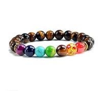 HHRLCHX 7 Chakra Bracciale Uomini Nero Lava Tiger Eye Eye Equilibrio Guarigione Perle Reiki Buddha Preghiera Naturale Braccialetti Yoga Braccialetti
