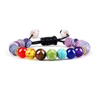 HHRLCHX 7 Chakra Bracciale Uomini Nero Lava Tiger Eye Eye Equilibrio Guarigione Perle Reiki Buddha Preghiera Naturale Braccialetti Yoga Braccialetti