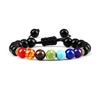HHRLCHX 7 Chakra Bracciale Uomini Nero Lava Tiger Eye Eye Equilibrio Guarigione Perle Reiki Buddha Preghiera Naturale Braccialetti Yoga Braccialetti