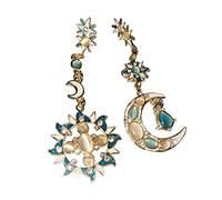 HHRLCHX Orecchini in Costume da Donna Orecchini Opal Sun/Moon Diamond Ladies Orecchini a Forma di Lusso Orecchini Asimmetrici Orecchini
