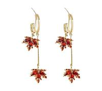 HHRLCHX Orero per Le Donne Pasqua di San Valentino Red Crystal Maple Foglia Orecchini Silver Stallings Women's all Matches Orecchini Nine Collana