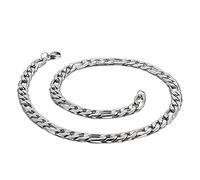 HHRLCHX Silver Figaro Chain for Men & Boys, 45cm Length