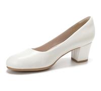 HHTCAL Décolleté da donna con tacco basso da 5,1 cm, punta rotonda chiusa, tacco grosso, comode, per ufficio, lavoro, formale, Poliuretano bianco., 37 EU