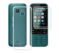 HHUAN Cover per Nokia 6300 4G (2.4") con 2 Pezzi Pellicola Protettiva in Vetro temperato, Custodia Protettiva in TPU in Silicone Ultra Morbido Clear Antiurto per Nokia 6300 4G - Clear