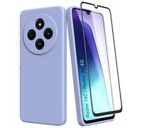 HHUIWIND Cover per Xiaomi Redmi A4 / Redmi 14c e Vetro Temperato,Custodia Morbido Silicone TPU Protettivo Ultra Slim Case - Light Viola