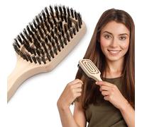 HHUUMM Spazzola per capelli di cinghiale selvatico, spazzola per capelli, setole di cinghiale, spazzola districante, spazzola per capelli, setole naturali, senza tirare (quadrata)