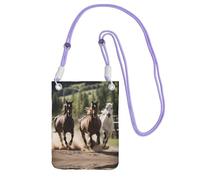 Hhwwtye Tre cavalli che corrono stampa universale Crossbody borsa del telefono cellulare borsa del pacchetto per sport all'aria aperta Moblie casi di trasporto del telefono, Viola, Taglia unica