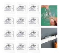HHXUUAN 12 Pezzi Ganci per Tende Senza Bucare, Ganci Adesivi per Tendaggi Supporto,Staffa Autoadesiva per Asta Tende per Bagno, Cucina, Camera da Letto