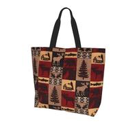 hhxvcv Bella borsa a tracolla da donna con stampa di pavone - Grande borsa tote riutilizzabile, tote tote per shopping, viaggi, spiaggia, Lodge Bear Deer Fish, Taglia unica