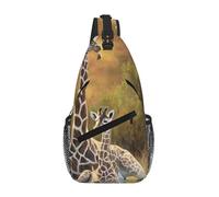 hhxvcv Borsa a tracolla con stampa a pois bianchi e neri, unisex, indossata diagonalmente, zaino da viaggio per escursioni e uso casual, Giraffa mamma e bambino, Taglia unica