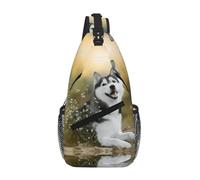 hhxvcv Borsa a tracolla con stampa floreale - Zaino da viaggio unisex indossato in diagonale, per escursioni e uso casual, Cani Husky carino, Taglia unica