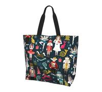 hhxvcv Borsa a tracolla da donna con stampa a righe bianche e nere - Grande borsa riutilizzabile per shopping, viaggi, spiaggia, Schiaccianoci Balletto di Natale Danza, Taglia unica