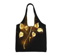 hhxvcv Borsa grande in tela con stampa rosa dorata, borse per la spesa e la spesa riutilizzabili per viaggi, spiaggia, vita quotidiana, Rosa dorata., Taglia unica