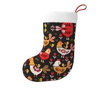 hhxvcv Calza di Natale con stampa di galline con gallo, 45,7 cm, decorazione da appendere al caminetto, decorazione natalizia e Halloween per la casa