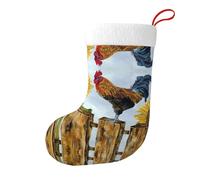 hhxvcv Calza di Natale vintage con stampa di gallo e girasole, 45,7 cm, decorazione da appendere al caminetto, per Natale e Halloween