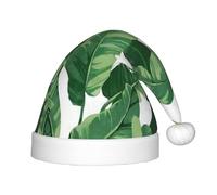 hhxvcv Cappello di Babbo Natale per bambini - Cappello di Natale con simpatiche foglie di palma verdi stampate, caldo copricapo per Natale e Capodanno