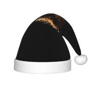 hhxvcv Cappello di Babbo Natale per bambini - Cappello di Natale con stampa sabbia nera e oro, caldo copricapo per Natale e Capodanno