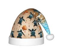 hhxvcv Cappello di Babbo Natale per bambini - Cappello di Natale con tartaruga che striscia sulla spiaggia Design stampato, caldo copricapo per le vacanze per Natale, Capodanno