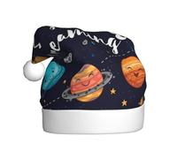 hhxvcv Cappello di Natale con stampa di pianeti carini per adulti, cappello di Babbo Natale, bomboniere di Natale, Capodanno, copricapo per le festività