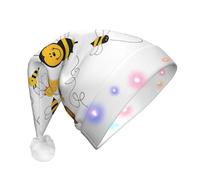 hhxvcv Cappello di Natale unisex con api volanti margherite e miele, cappello di Natale a LED, ideale per le vacanze, cappello di Babbo Natale, perfetto da indossare tutti i giorni