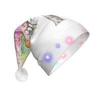 hhxvcv Cappello di Natale unisex quattro stagioni con stampa albero primaverile LED - copricapo natalizio in peluche, perfetto da indossare tutti i giorni