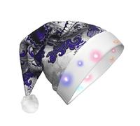 hhxvcv Cappello di Natale unisex viola con teschio horror e zucchero con stampa a LED, cappello natalizio per le vacanze, cappello di Babbo Natale, perfetto da indossare tutti i giorni