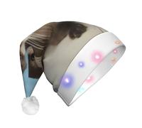 hhxvcv Cappello natalizio unisex con stampa a LED a forma di lontra, cappello di Babbo Natale in peluche, perfetto da indossare tutti i giorni
